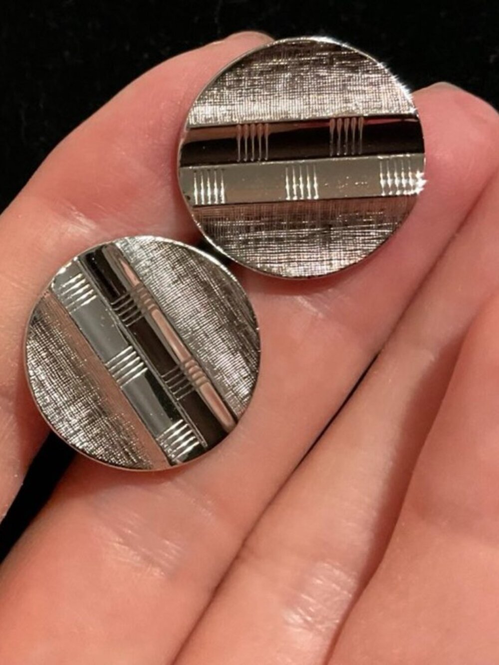 Vintage SWANK Silver Tone Art Deco Style Cuff Links